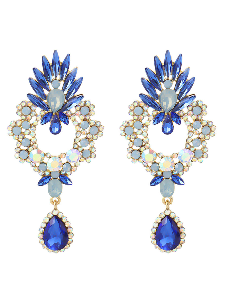Tear Drop Classic Hollow-Out Beadings Crystal Alloy Earrings