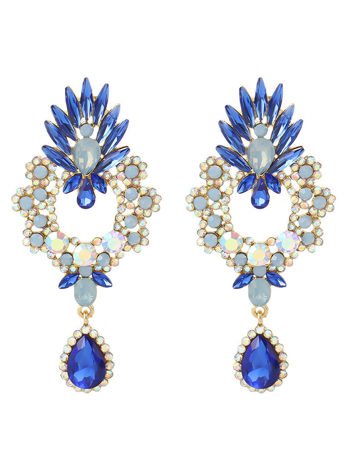 Tear Drop Classic Hollow-Out Beadings Crystal Alloy Earrings
