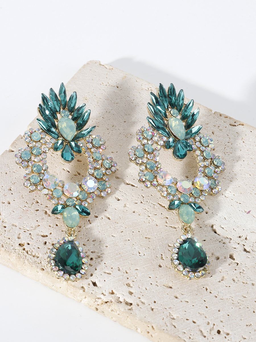 Tear Drop Classic Hollow-Out Beadings Crystal Alloy Earrings