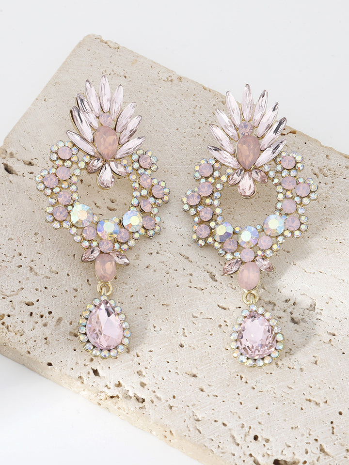 Tear Drop Classic Hollow-Out Beadings Crystal Alloy Earrings