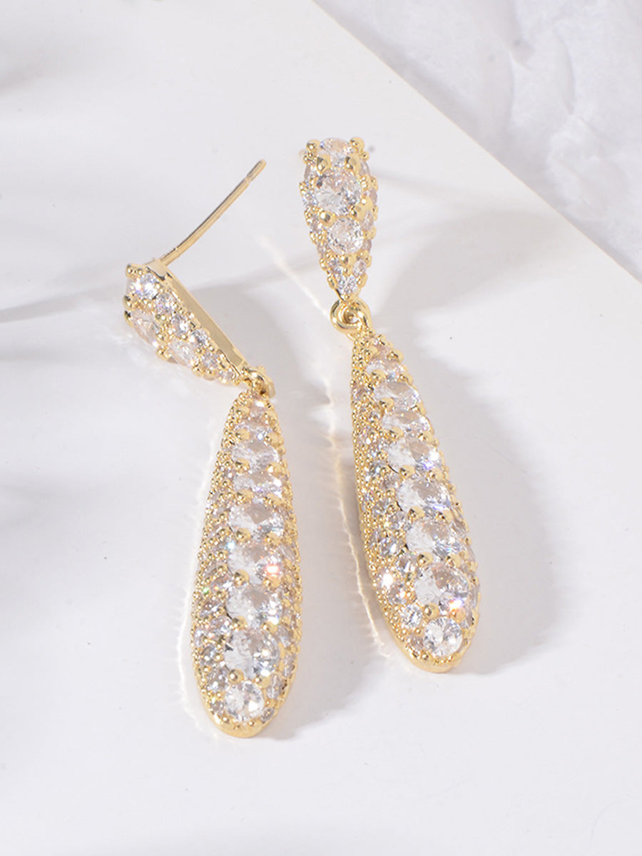 Tear Drop Elegant Beadings Crystal Zircon Earrings