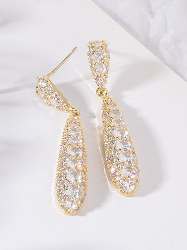 Tear Drop Elegant Beadings Crystal Zircon Earrings