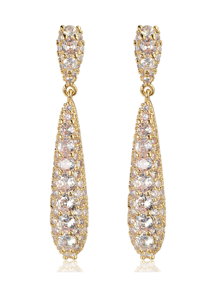 Tear Drop Elegant Beadings Crystal Zircon Earrings