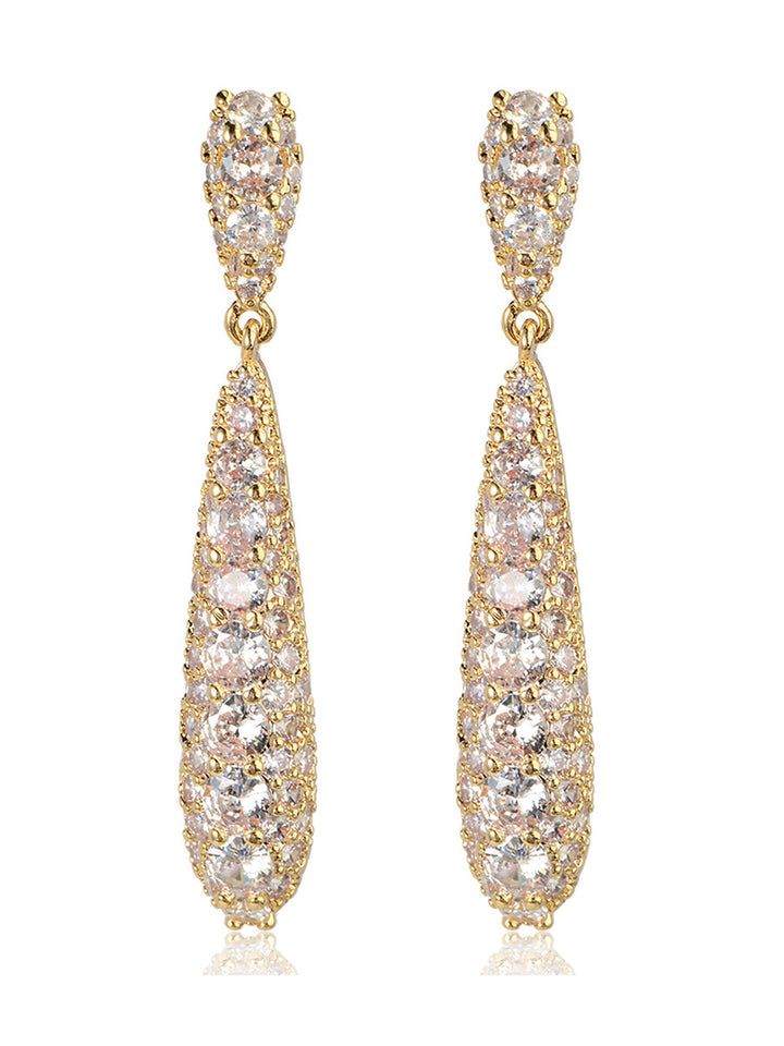 Tear Drop Elegant Beadings Crystal Zircon Earrings