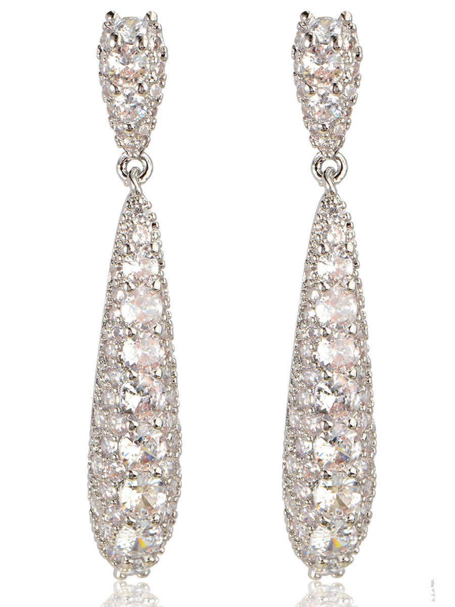 Tear Drop Elegant Beadings Crystal Zircon Earrings
