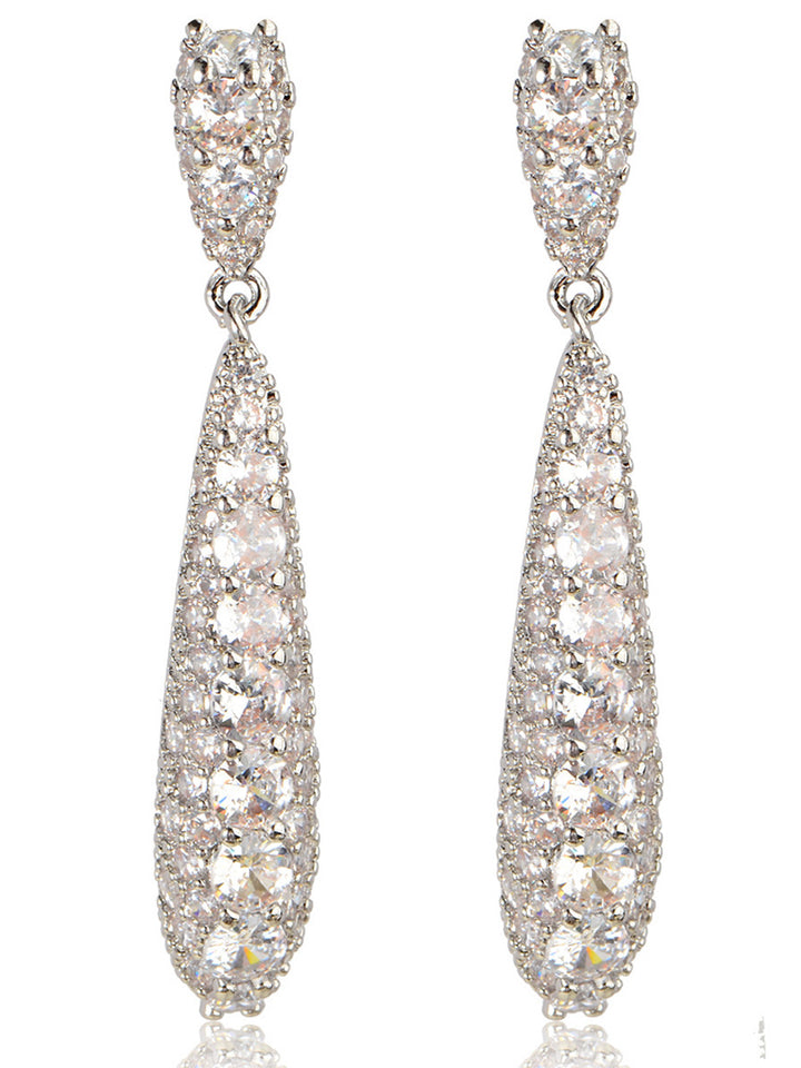 Tear Drop Elegant Beadings Crystal Zircon Earrings